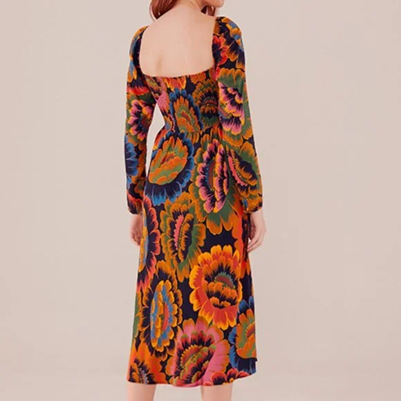 FARM RIO Colorful Flowers Midi Dress - Picture 3 of 16
